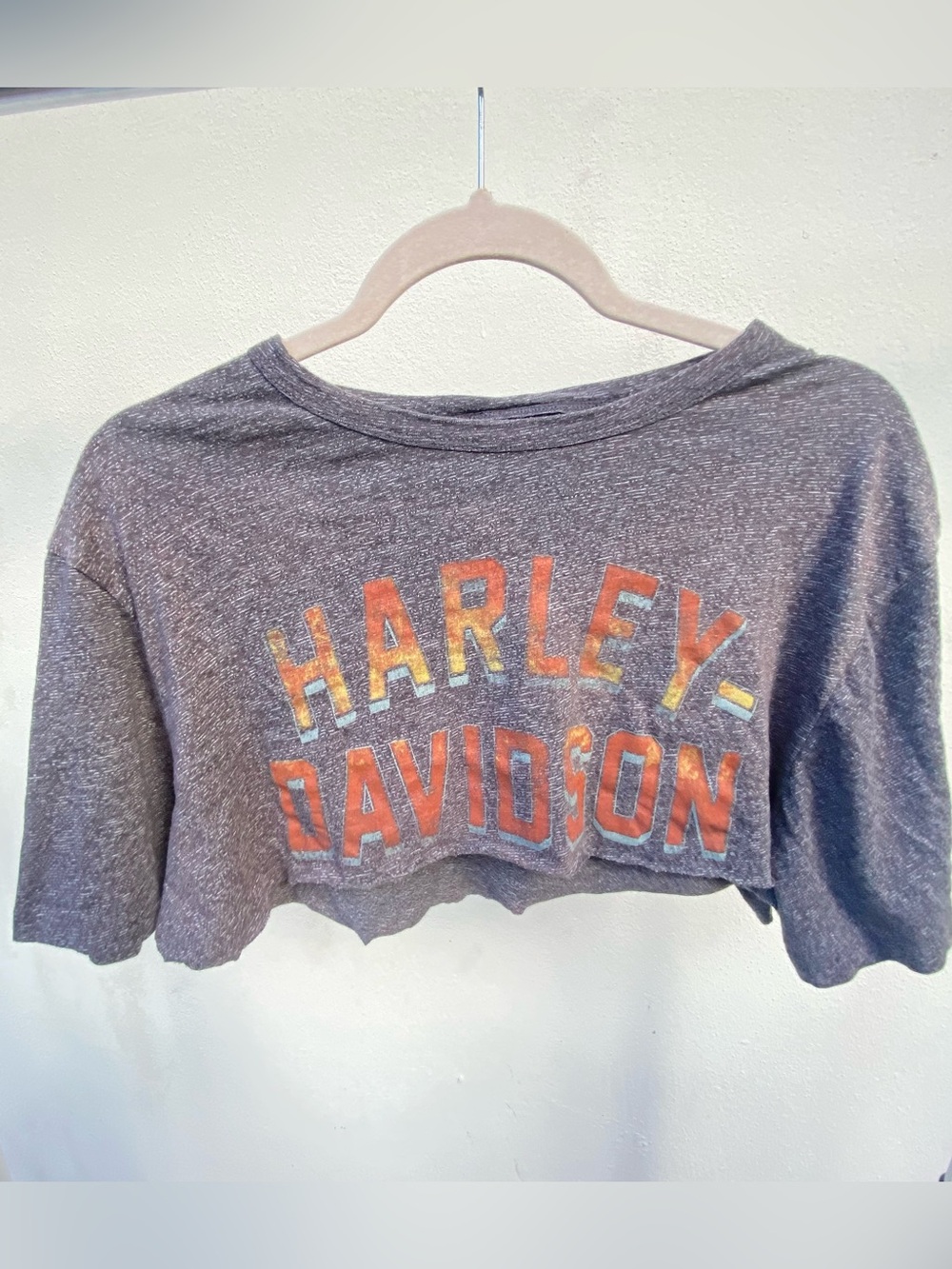 Harley Davidson Grey & Orange Boswell’s Racing Logo Cropped Tee Size Medium